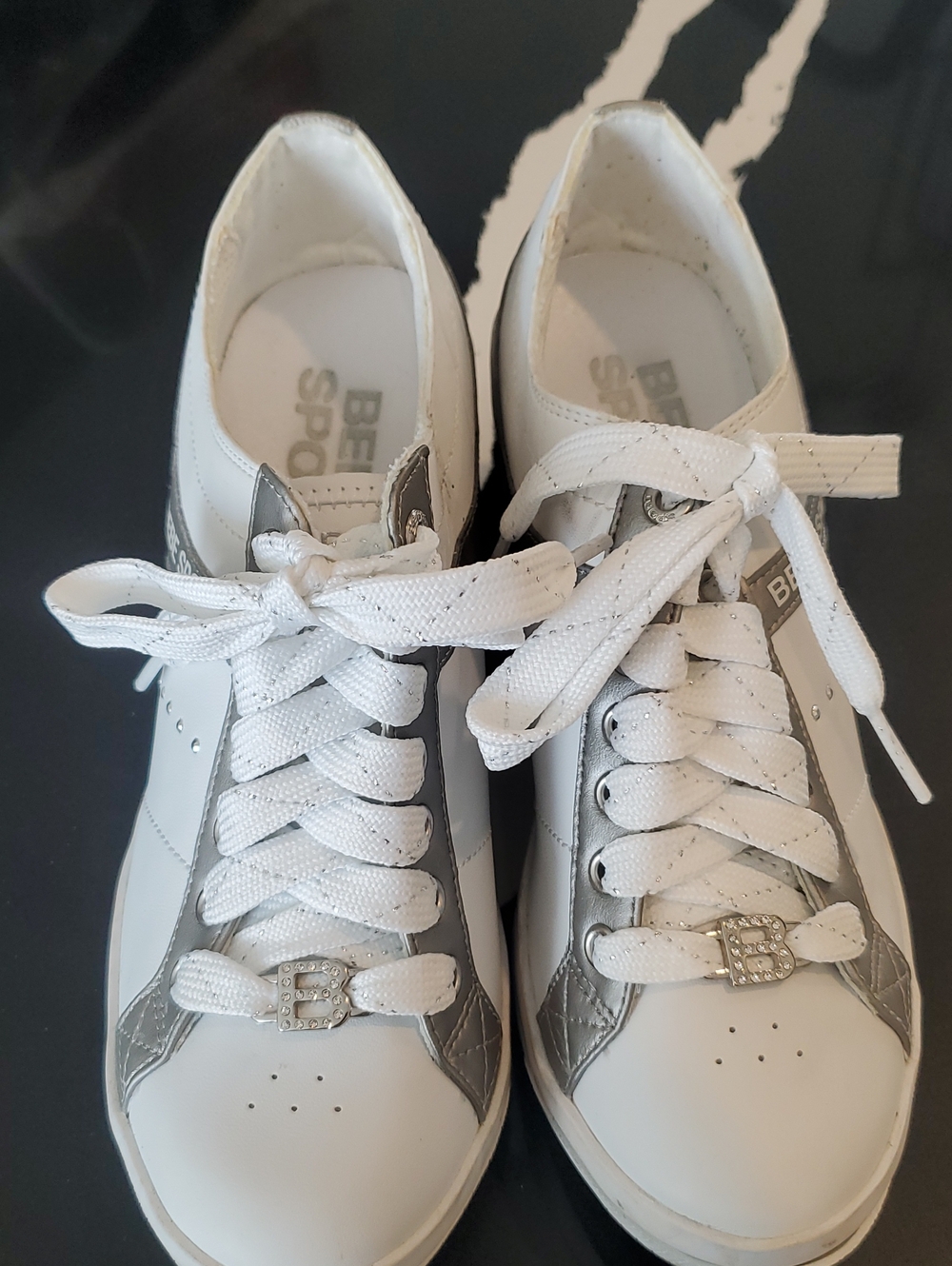 Bebe Sport- Vintage Y2K Wedge Sneakers with Rhinestones Leather/Synthetic Sz.7